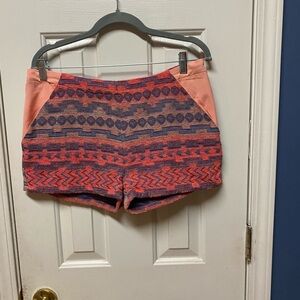 Umgee USA women tweed tribal high waist faux back pockets shorts size L